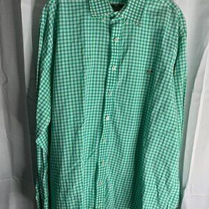 Southern Point Co Shirt Men's XL, Green White Plaid, Hadley Button Down Dog Logo